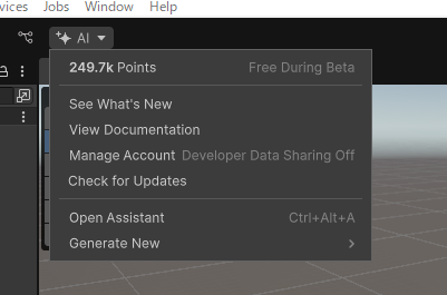 Unity6.2の新機能「Unity AI Beta」の導入方法と、Assistant・Generatorsの基本的な使い方